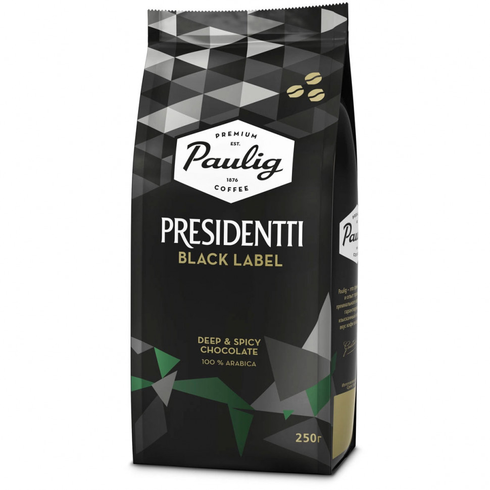 Кофе в зернах Paulig Presidentti Black в зернах, 250г