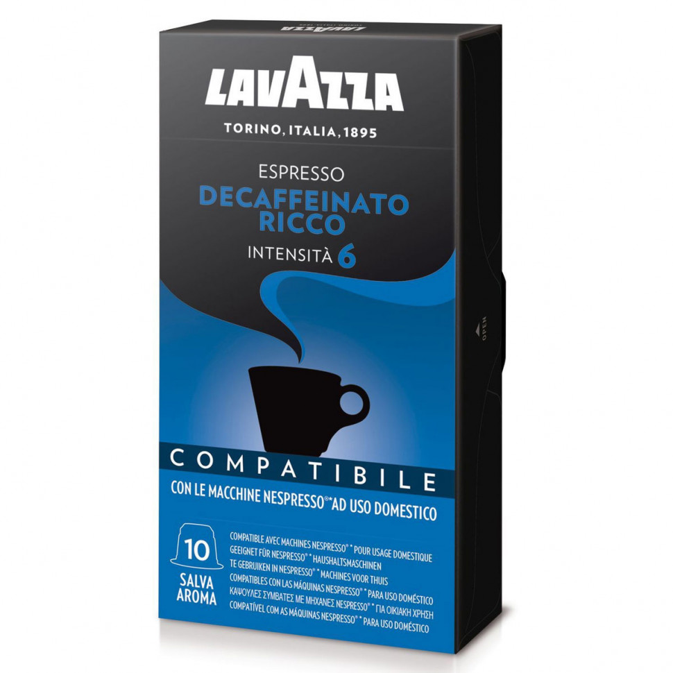 Кофе в капсулах Lavazza Decaffeinato Ricco (Декафеинато Рикко) стандарта Nespresso, 10шт