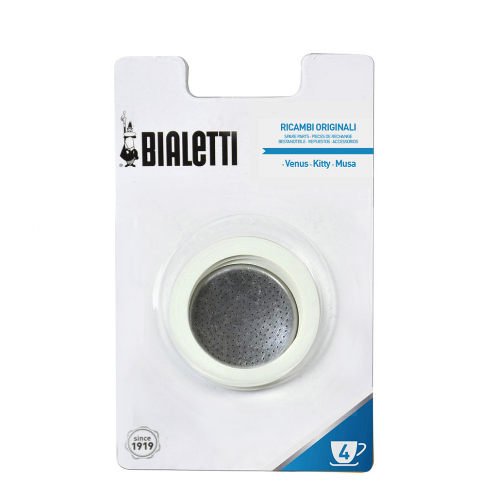 Кофеварка 3 уплотнителя + 1 фильтр на 4 порций (для стальных кофеварок) Bialetti
