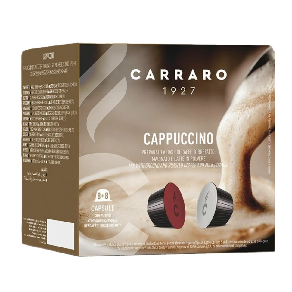 Кофе в капсулах Carraro Dolce Gusto Cappucino, капсулы, 8+8 шт