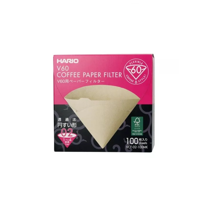 Фильтры Hario V60 бумажные неотбеленные (Япония), 100 шт