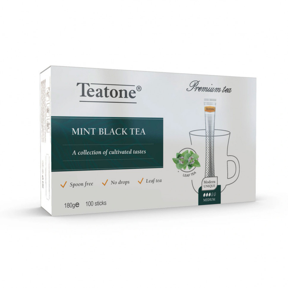 Чай Teatone Mint Black Tea (Чай черный с ароматом мяты) в стиках, 100шт