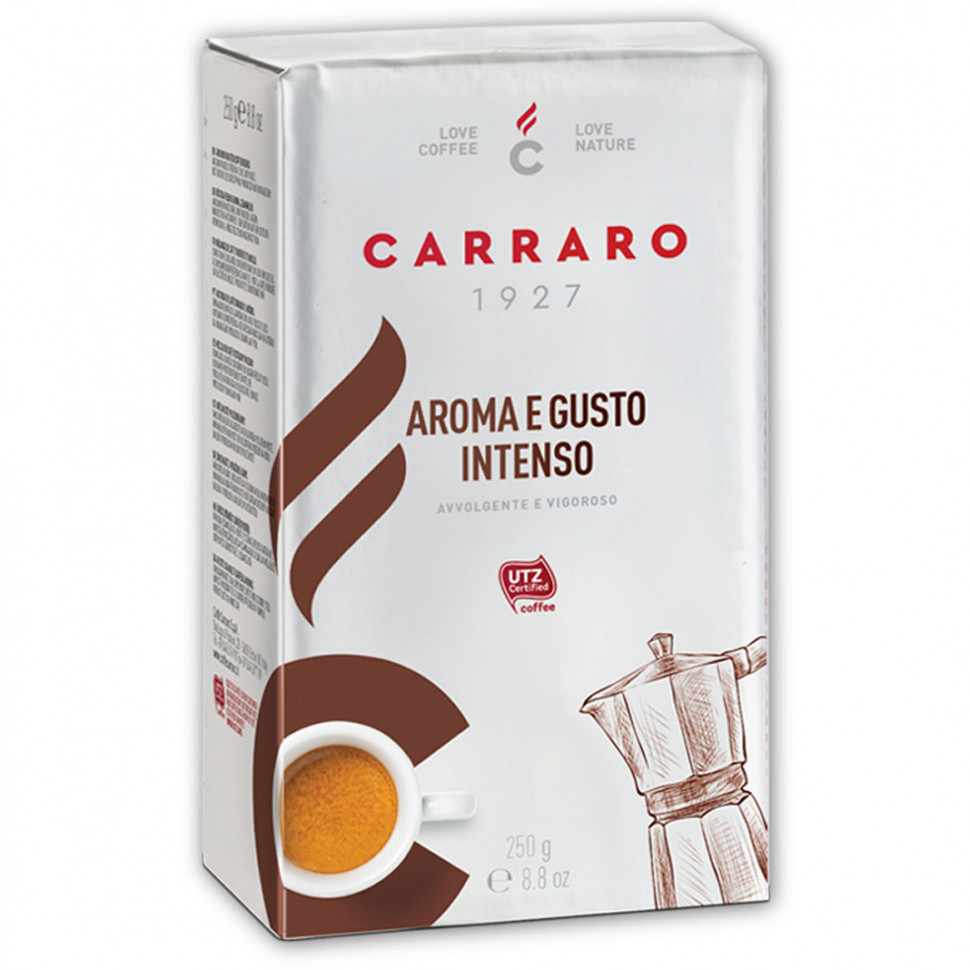 Кофе молотый Carraro Aroma e Gusto Intenso (Арома е Густо Интенсо), молотый, в/у, 250г