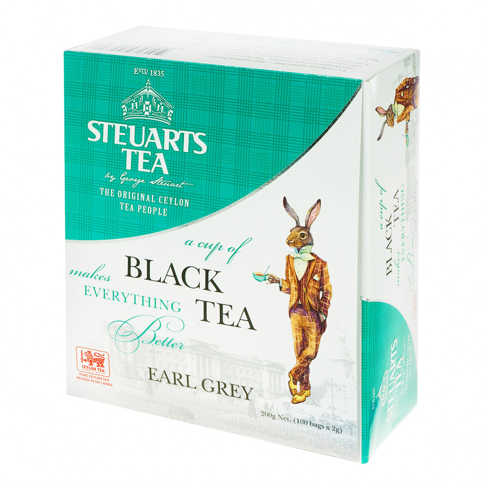 Чай Steuarts Earl Grey (Эрл Грей), черный в пакетиках, 100шт