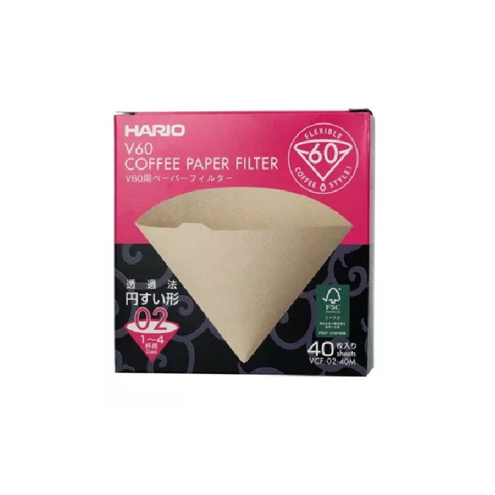 Фильтры Hario V60 бумажные неотбеленные (Япония), 40 шт