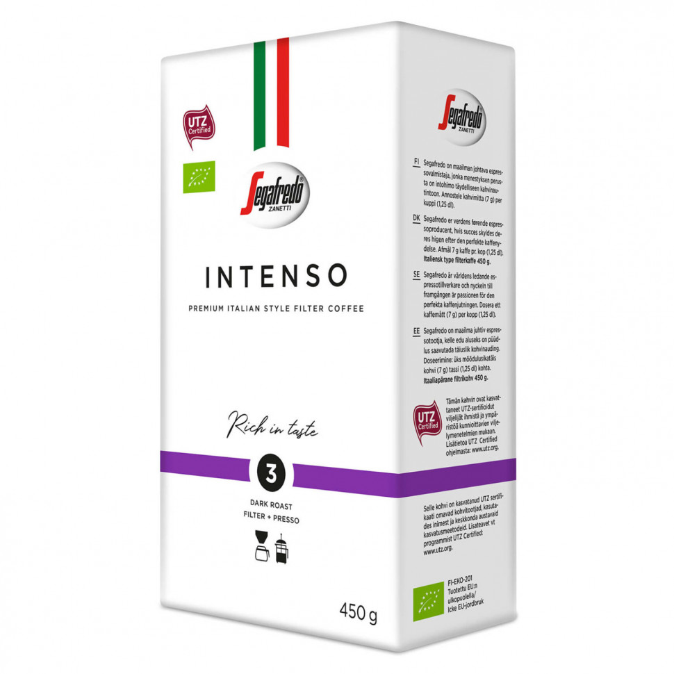 Кофе молотый Segafredo Intenso Organic (Интенсо Органик), молотый, для фильтра, 450г