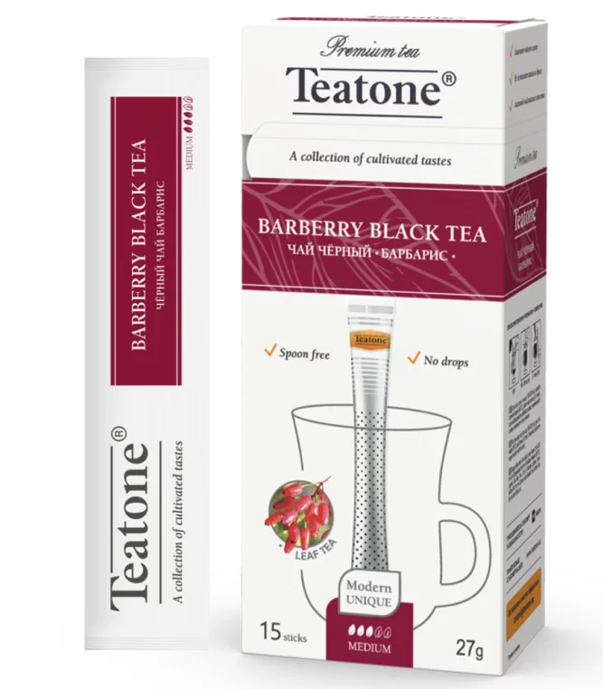 Чай Чай TeaTone Черный с ароматом барбариса, в стиках, 15 стиков