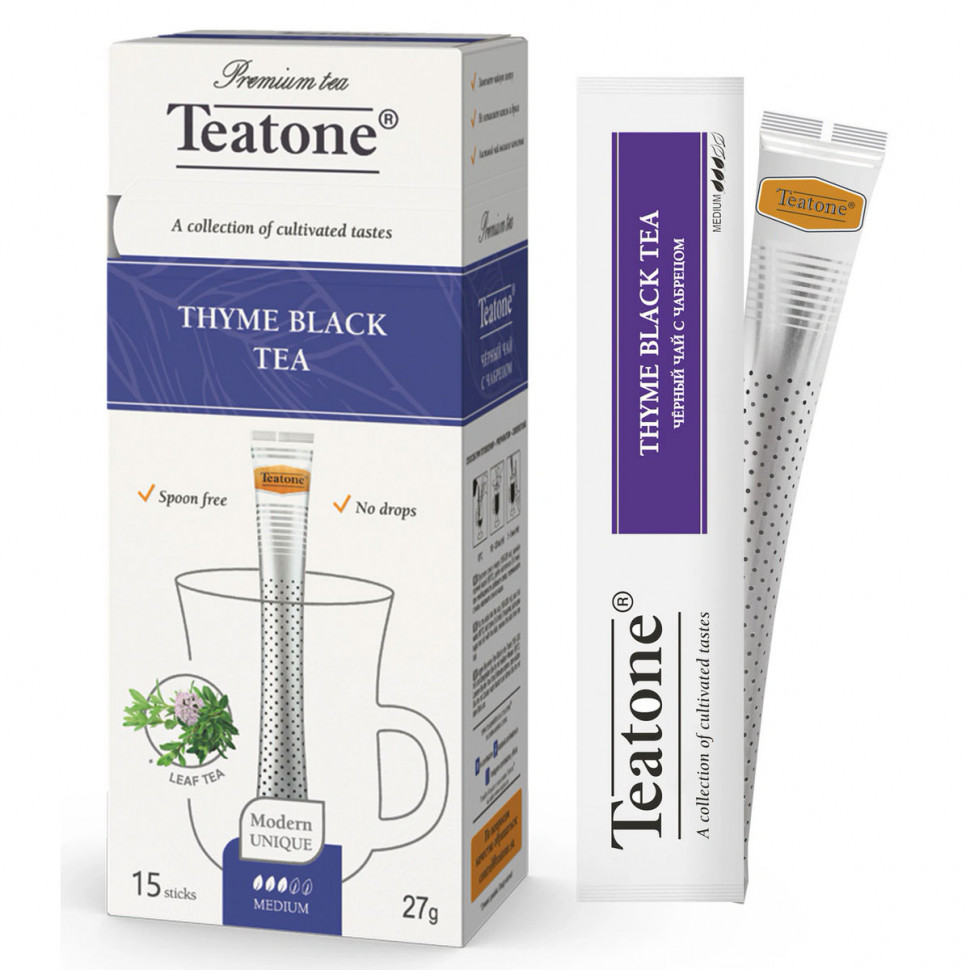 Чай Teatone Thyme Black Tea (Черный чай с ароматом чабреца) в стиках, 15шт