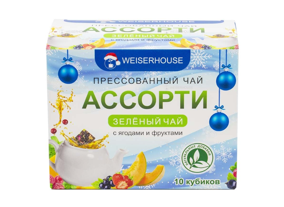 Чай Weiserhouse Чайное ассорти кубики, зеленый листовой прессованный, 10шт