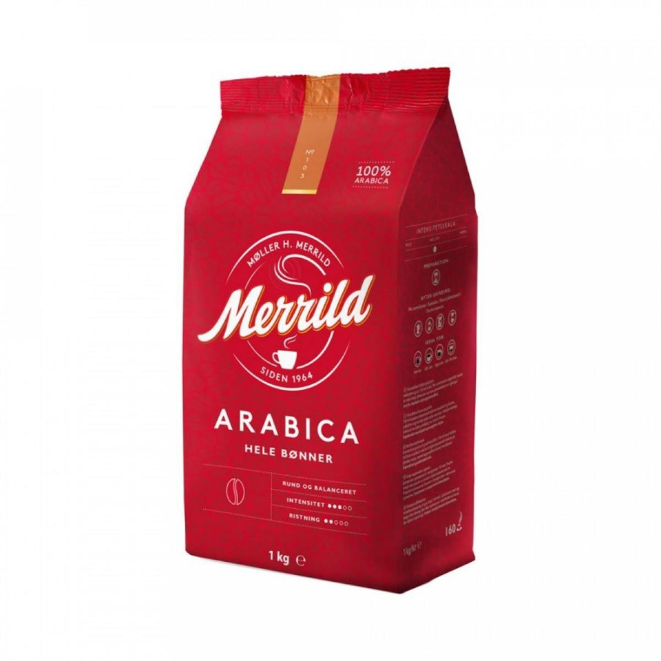 Кофе в зернах Merrild Arabica (Арабика), в зернах, 1кг