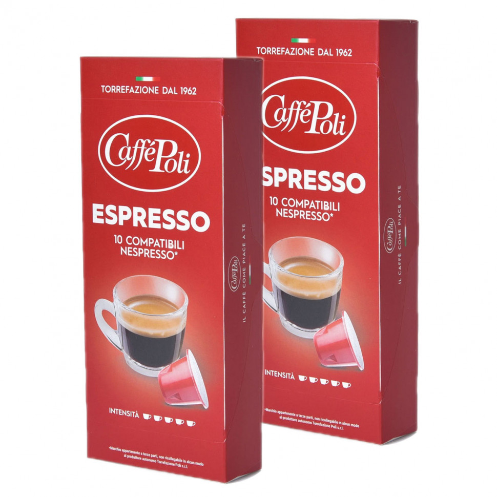 Кофе в капсулах Caffe Poli Espresso (Эспрессо) стандарта Nespresso, 2x10шт