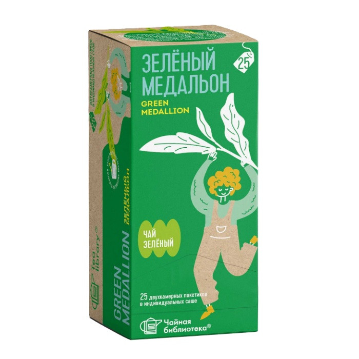 Чай TEACO Зеленый медальон, пакетированный чай, 1,8гр*30шт
