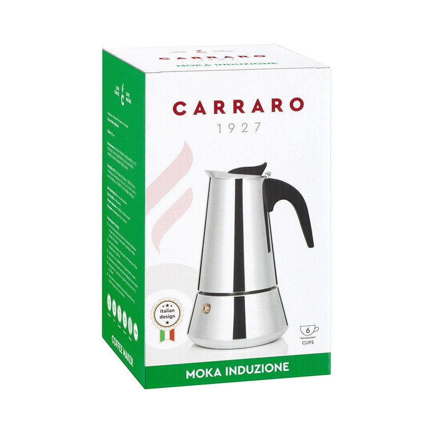Кофеварка Гейзерная Carraro 1927 Moka Induzione, 6 чашек, сталь