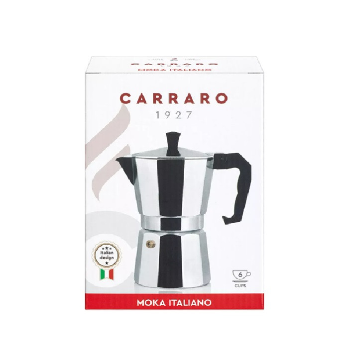 Кофеварка Гейзерная Carraro 1927 Moka Italiano, 6 чашек, сталь