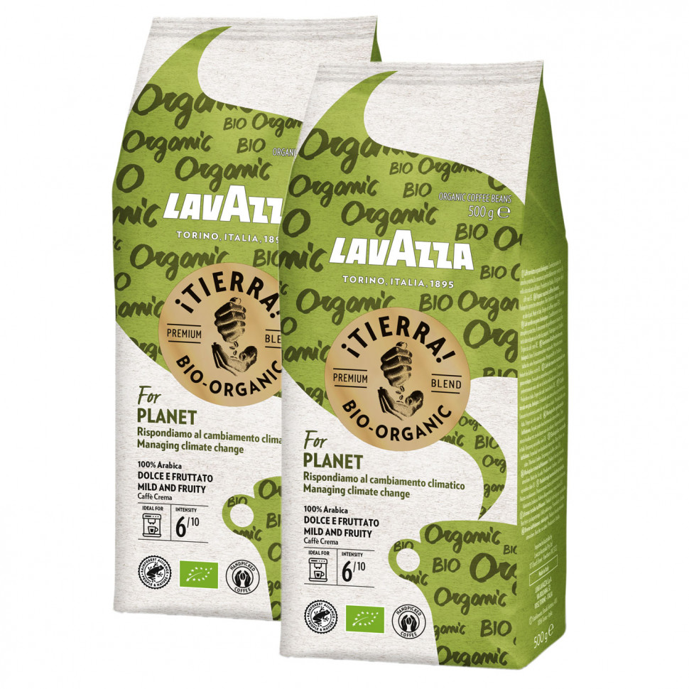 Кофе в зернах Lavazza Tierra Bio Organic (Тиерра Био Органик) в зернах, 2x500г