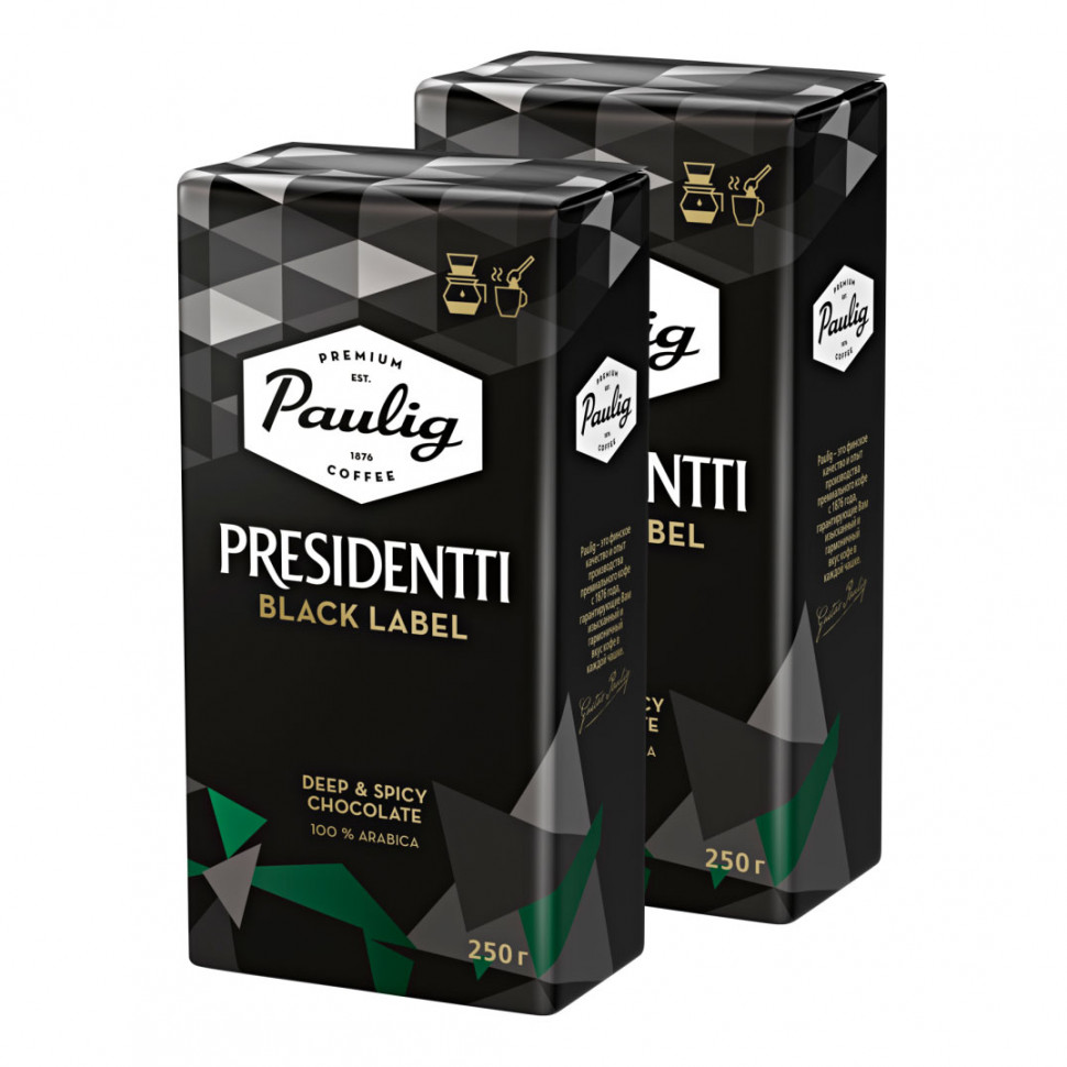 Кофе молотый Paulig Presidentti Black Label (Президентти Блэк Лэйбл) молотый, 2x250г 