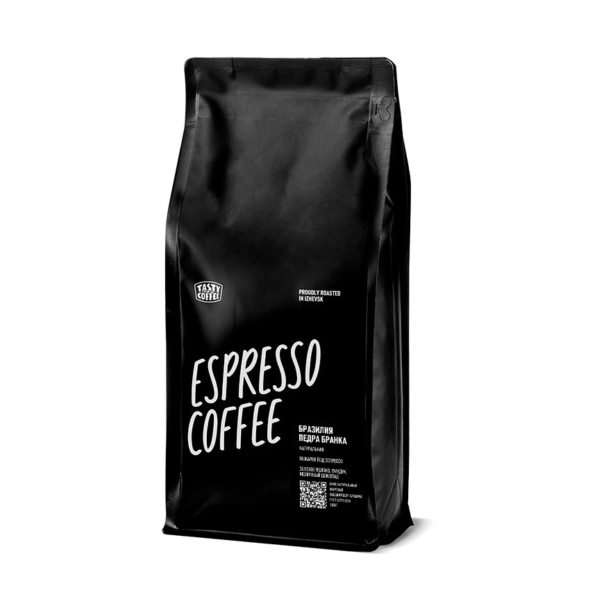 Кофе в зернах Tasty Coffee Бразилия Педра Бранка, моносорт эспрессо, в зернах, 1кг