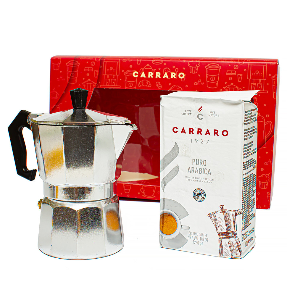 Кофеварка Набор подарочный Carraro (кофе мол.  Puro Arabica + Italco Express 3 порции)