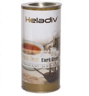Чай Heladiv Earl Grey (бергамот) черный листовой, в тубе, 100г