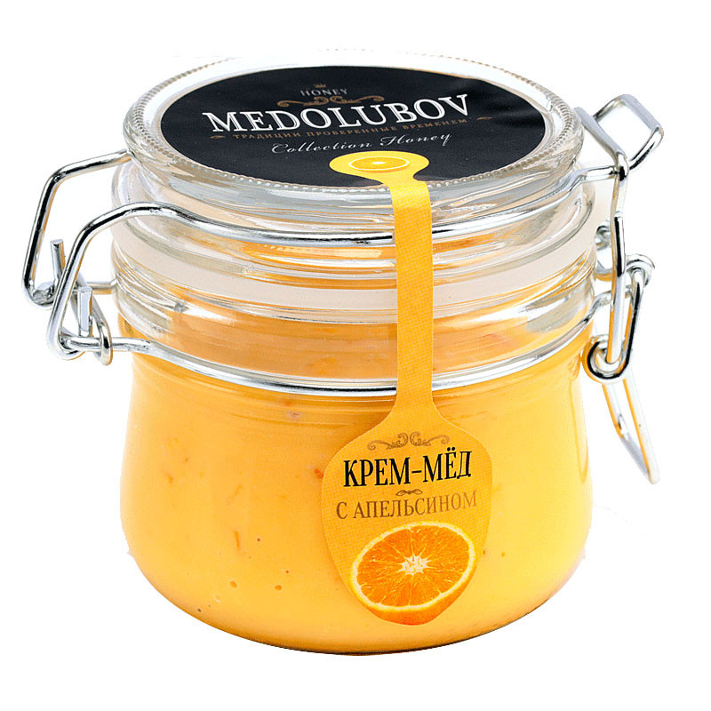 Крем-мёд Медолюбов с Апельсином (бугельная банка), 250 мл
