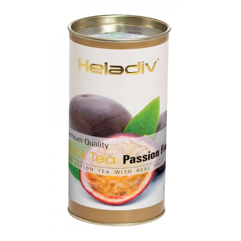 Чай Heladiv Passion Fruit (Маракуйя), черный листовой, в тубе, 100г