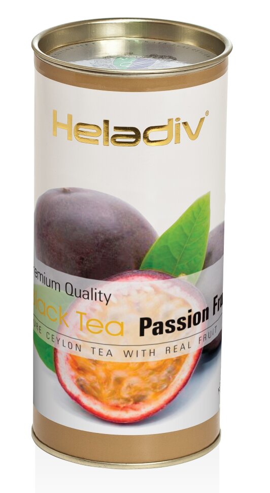 Чай Heladiv Passion Fruit (маракуйя), черный листовой, в тубе, 100г