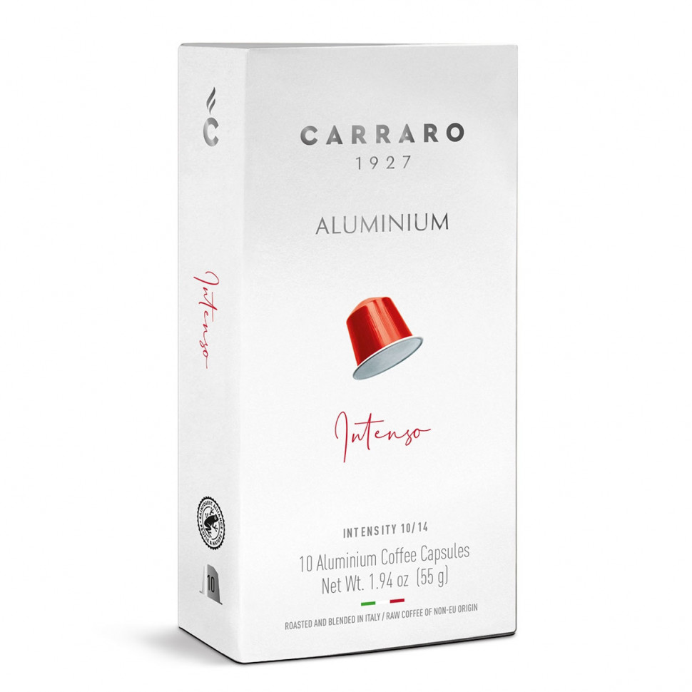 Кофе в капсулах Carraro Intenso ALU (Интенсо), алюминиевые капсулы, стандарта Nespresso, 10шт