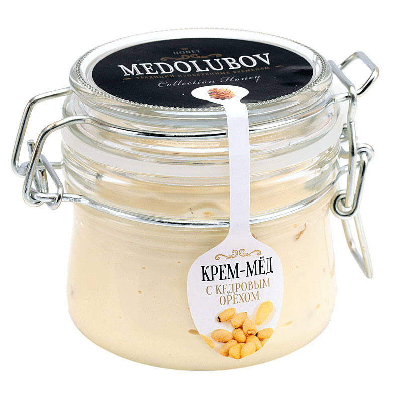 Крем-мёд Медолюбов с Орехом кедровым (бугельная банка), 250 мл
