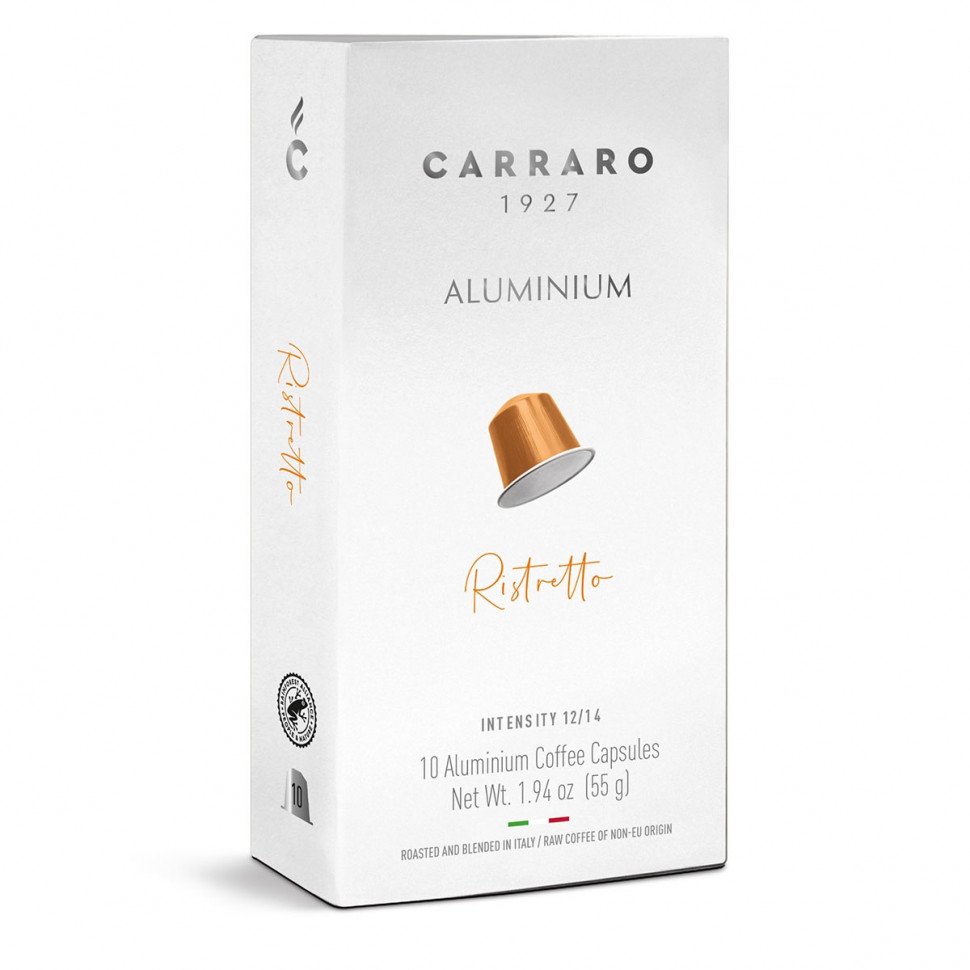 Кофе в капсулах Carraro Ristretto ALU (Ристретто), алюминиевые капсулы, стандарта Nespresso, 10шт