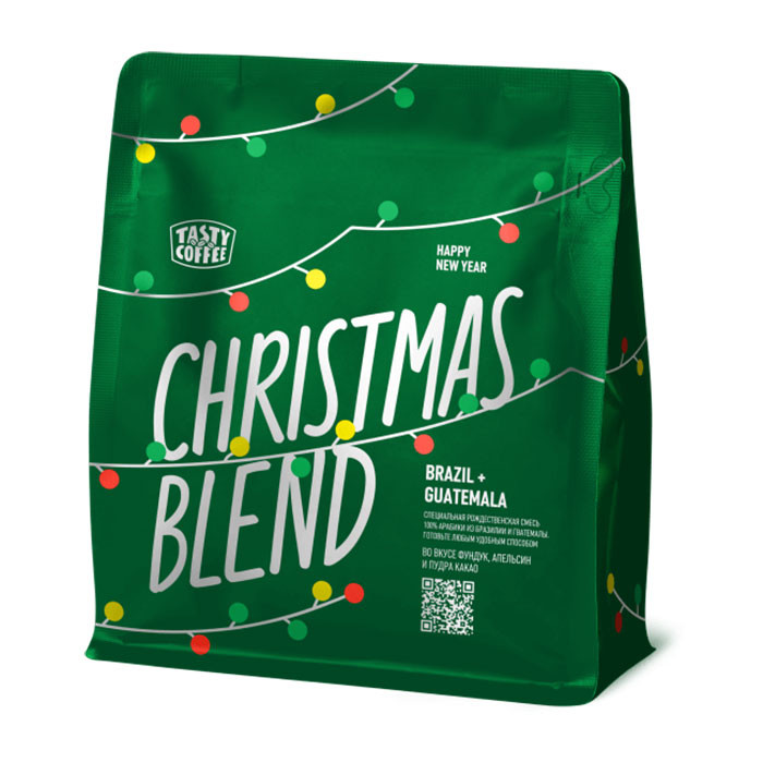 Кофе в зернах Tasty Coffee Christmas Blend (Brazil + Guatemala), в зернах, 250г
