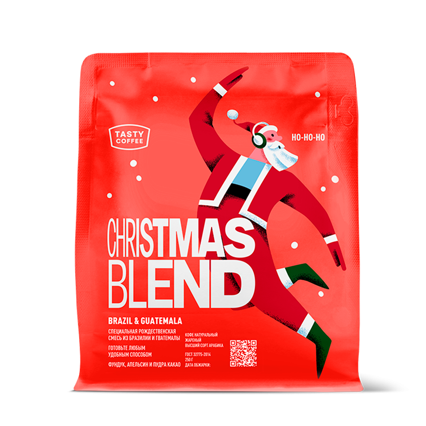 Кофе в зернах Tasty Coffee Christmas Blend (Brazil + Guatemala), в зернах, 250г