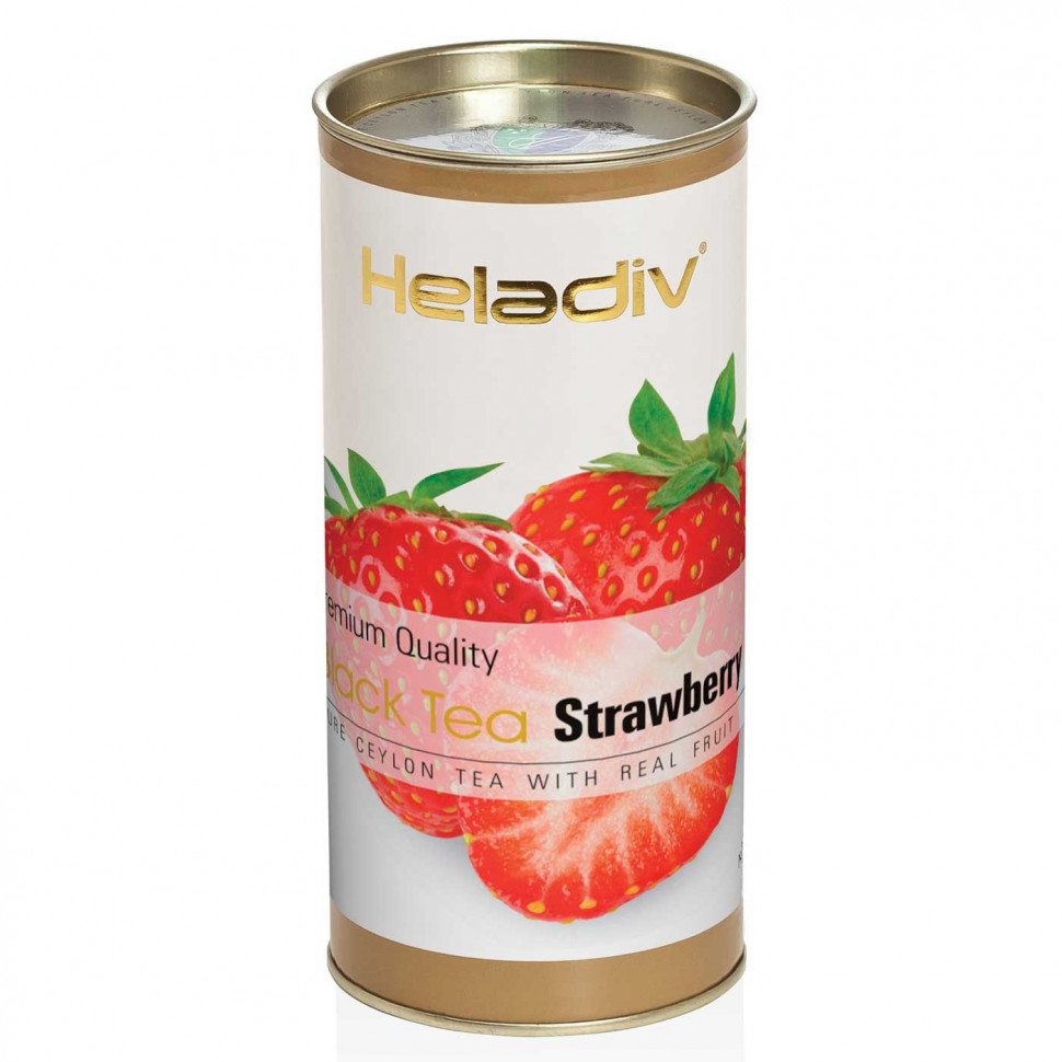 Чай Heladiv Strawberry (клубника), черный листовой, в тубе, 100г