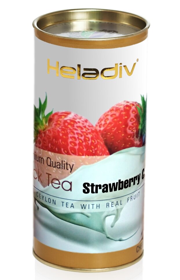 Чай Heladiv Strawberry Cream (клубника со сливками), черный листовой, в тубе, 100г