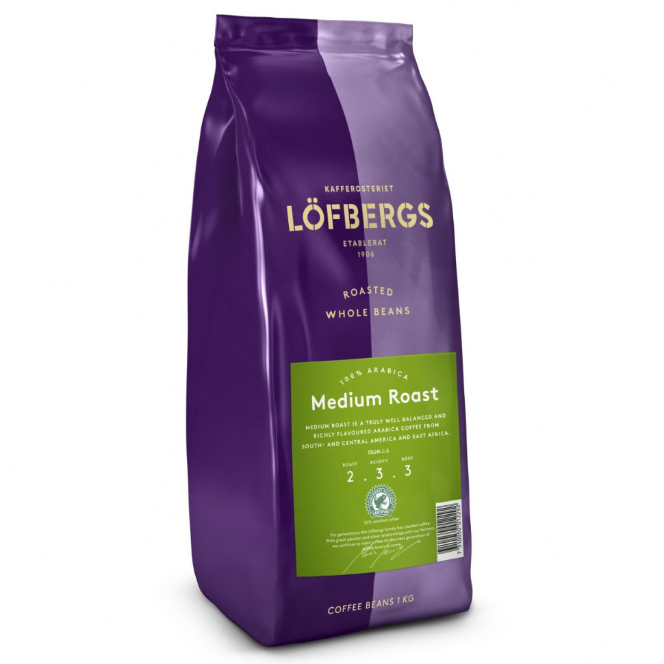 Кофе в зернах Lofbergs Medium Roast (средней обжарки), в зернах, 1кг