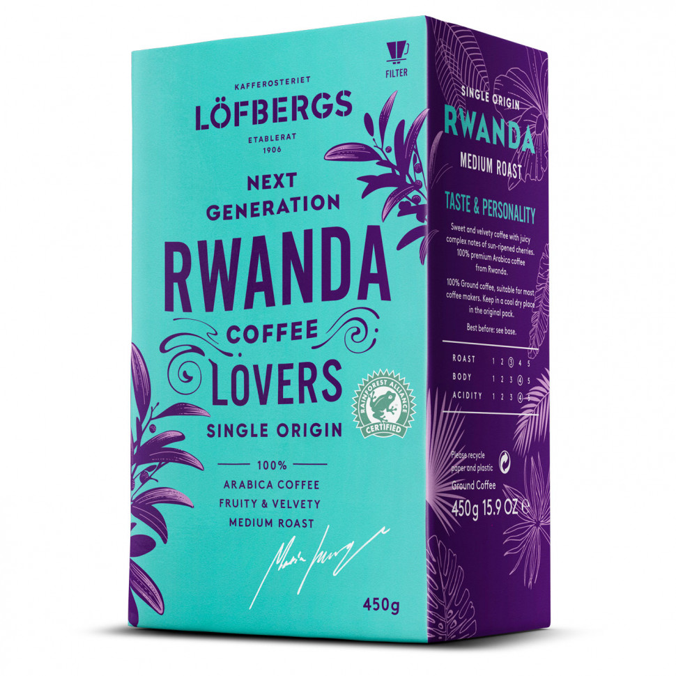 Кофе молотый Lofbergs Rwanda Single Origin (Руанда), молотый, 450г