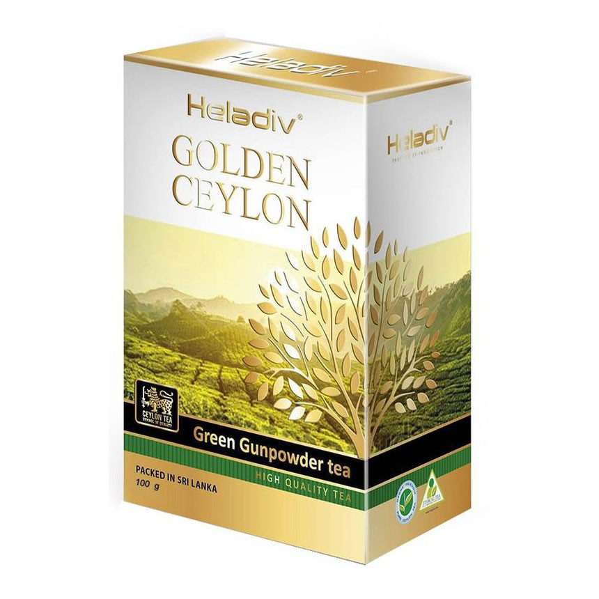 Чай Heladiv Golden Ceylon Green Gunpowder Tea (Золотой Цейлон Зеленый Порох) листовой, 100г