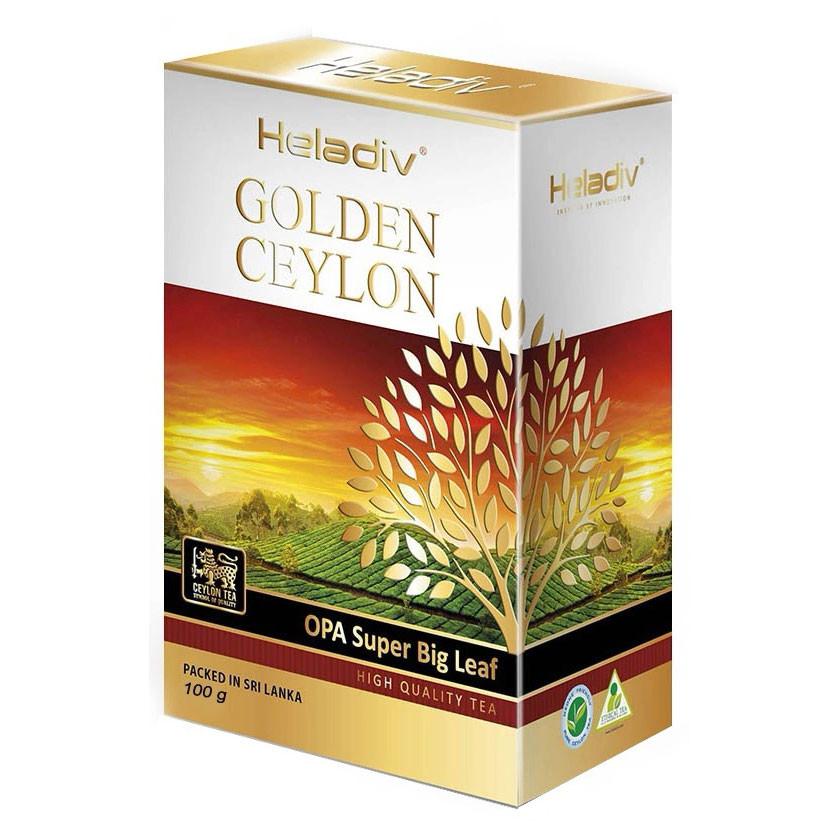 Чай Heladiv Golden Ceylon OPA Super Big Leaf (Золотой Цейлон, черный крупнолистовой) листовой, 100г