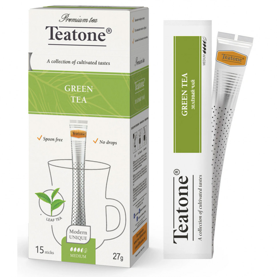 Чай Teatone Green Tea (Зеленый чай) в стиках, 15шт.