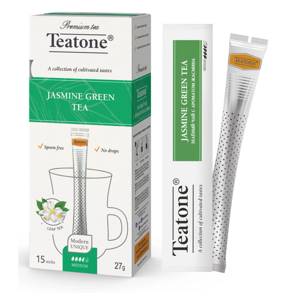 Чай Teatone Jasmine Green Tea (Чай зеленый с ароматом жасмина) в стиках, 15шт