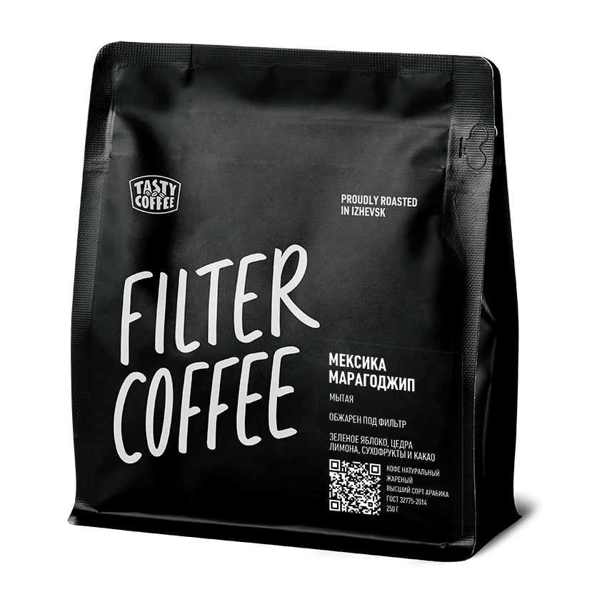 Кофе молотый Tasty Coffee Мексика Марагоджип, моносорт фильтр, молотый, 250г