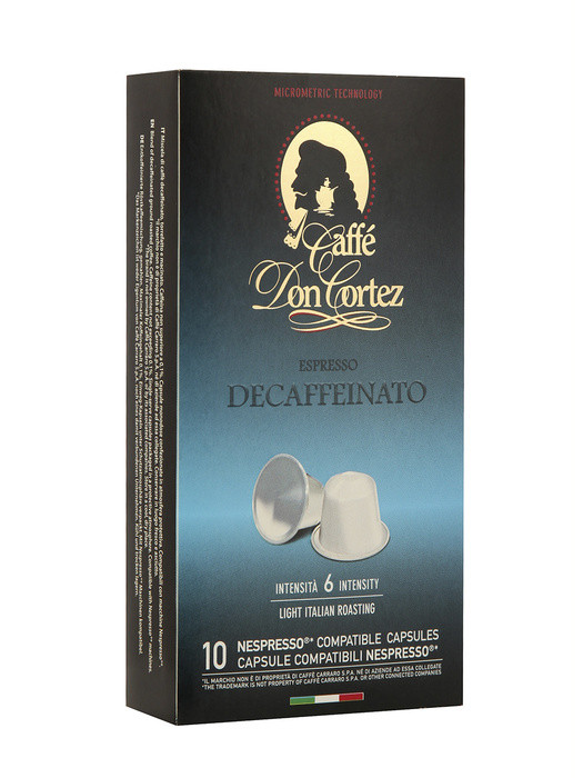 Кофе в капсулах Кофе Don Cortez Decaffeinato, стандарта Nespresso, 10шт