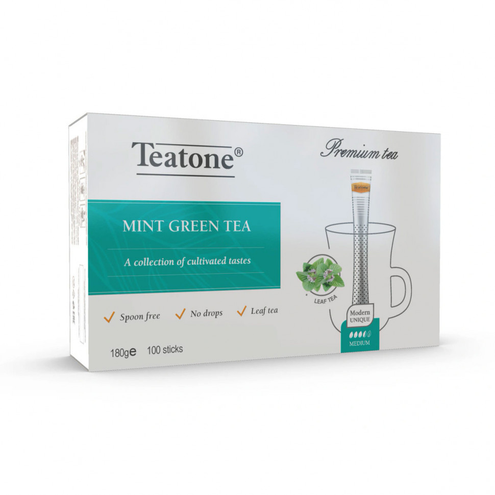 Чай Teatone Mint Green Tea (Чай зеленый с ароматом мяты) в стиках, 100шт