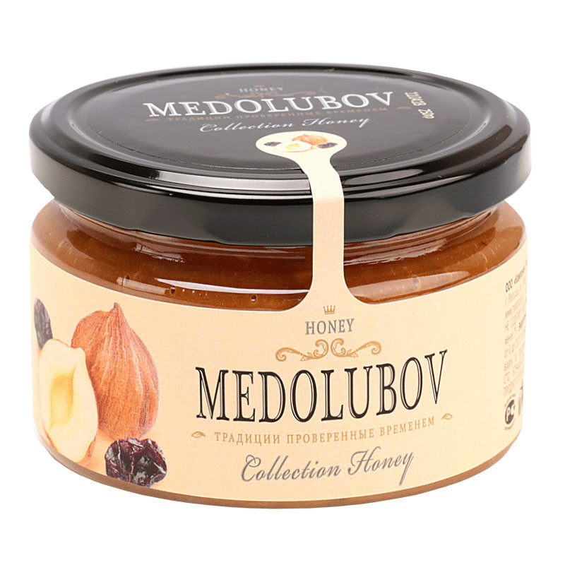 Крем-мёд Медолюбов с Фундуком и Изюмом, 250мл