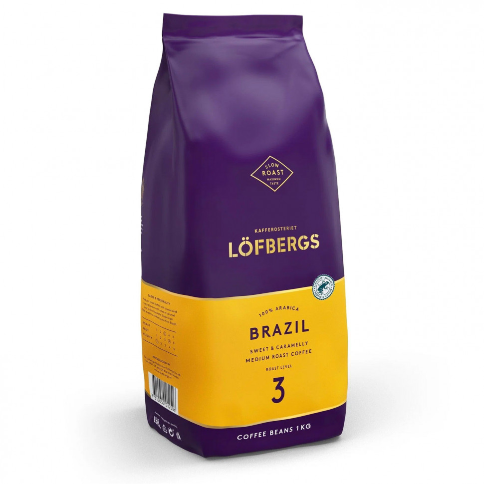 Кофе в зернах Lofbergs Brazil (Бразилия), в зернах, 1кг