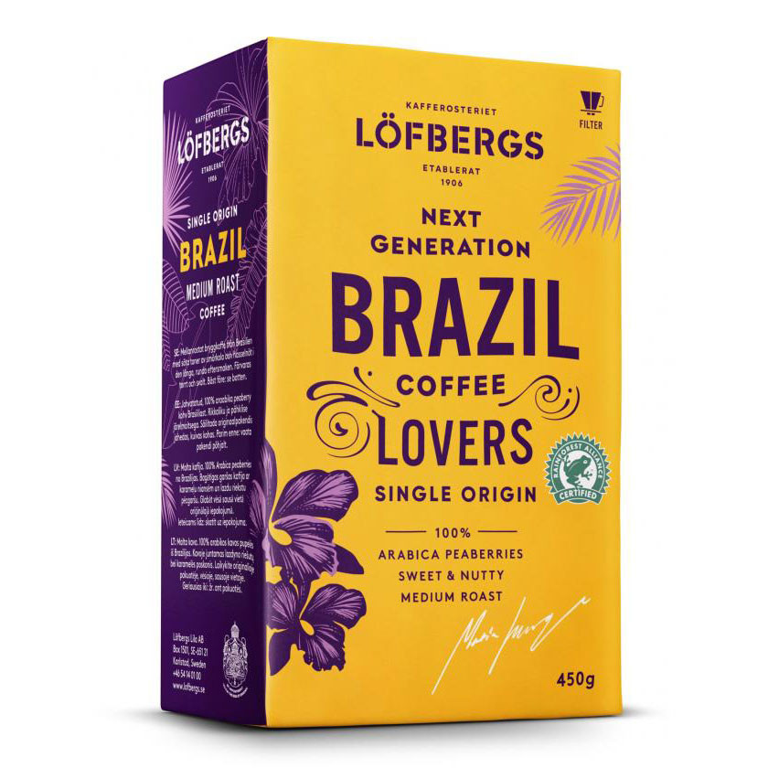 Кофе молотый Lofbergs Brazil Single Origin (моносорт Бразилия), молотый, 450г