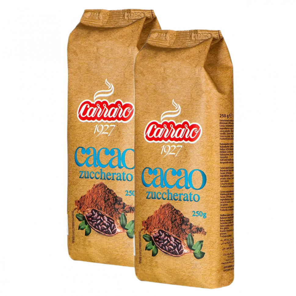 Какао Carraro Cacao Zuccherato (Какао с сахаром), 2x250г