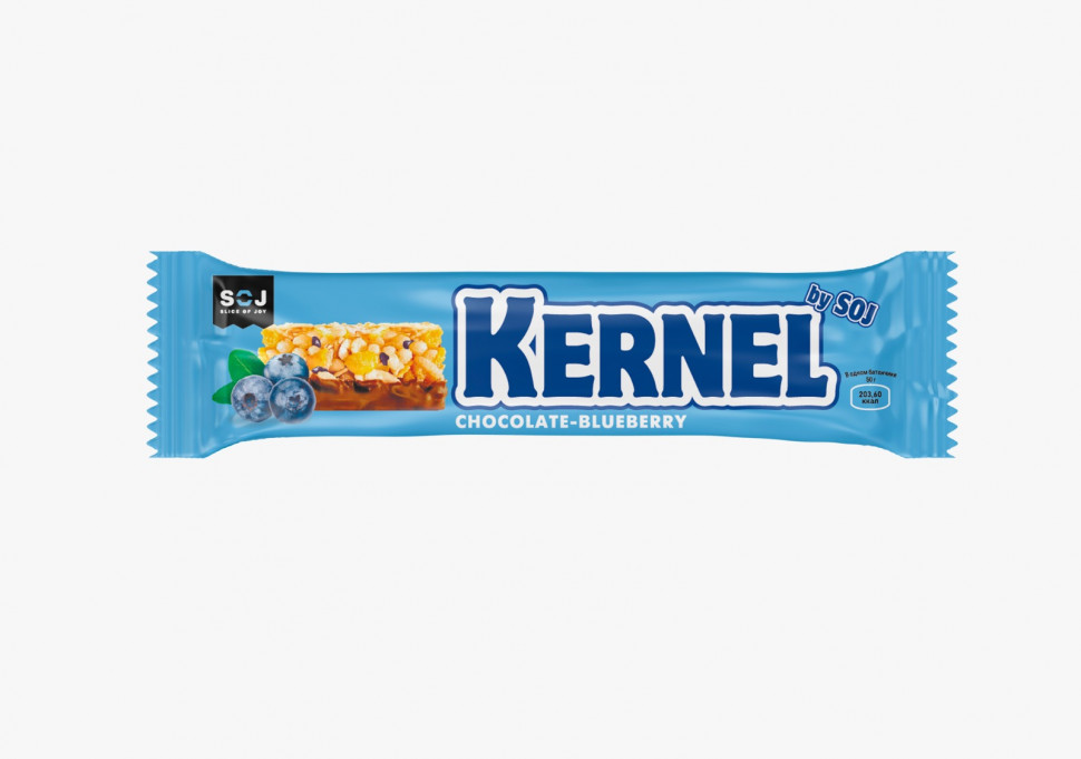 Злаковый батончик "KERNEL"  с черникой в молочном шоколаде, 50г.