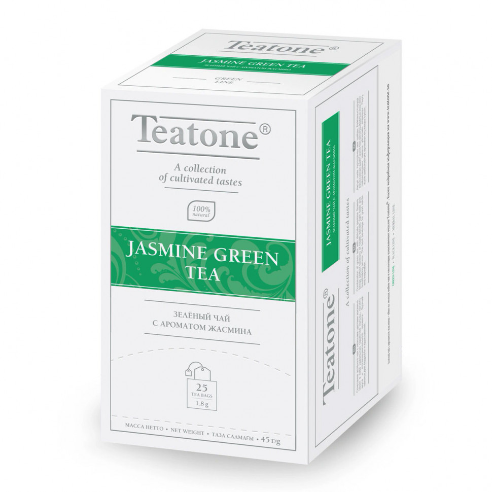 Чай Teatone Jasmine Green Tea (Чай зеленый с ароматом жасмина) в пакетиках, 25шт.